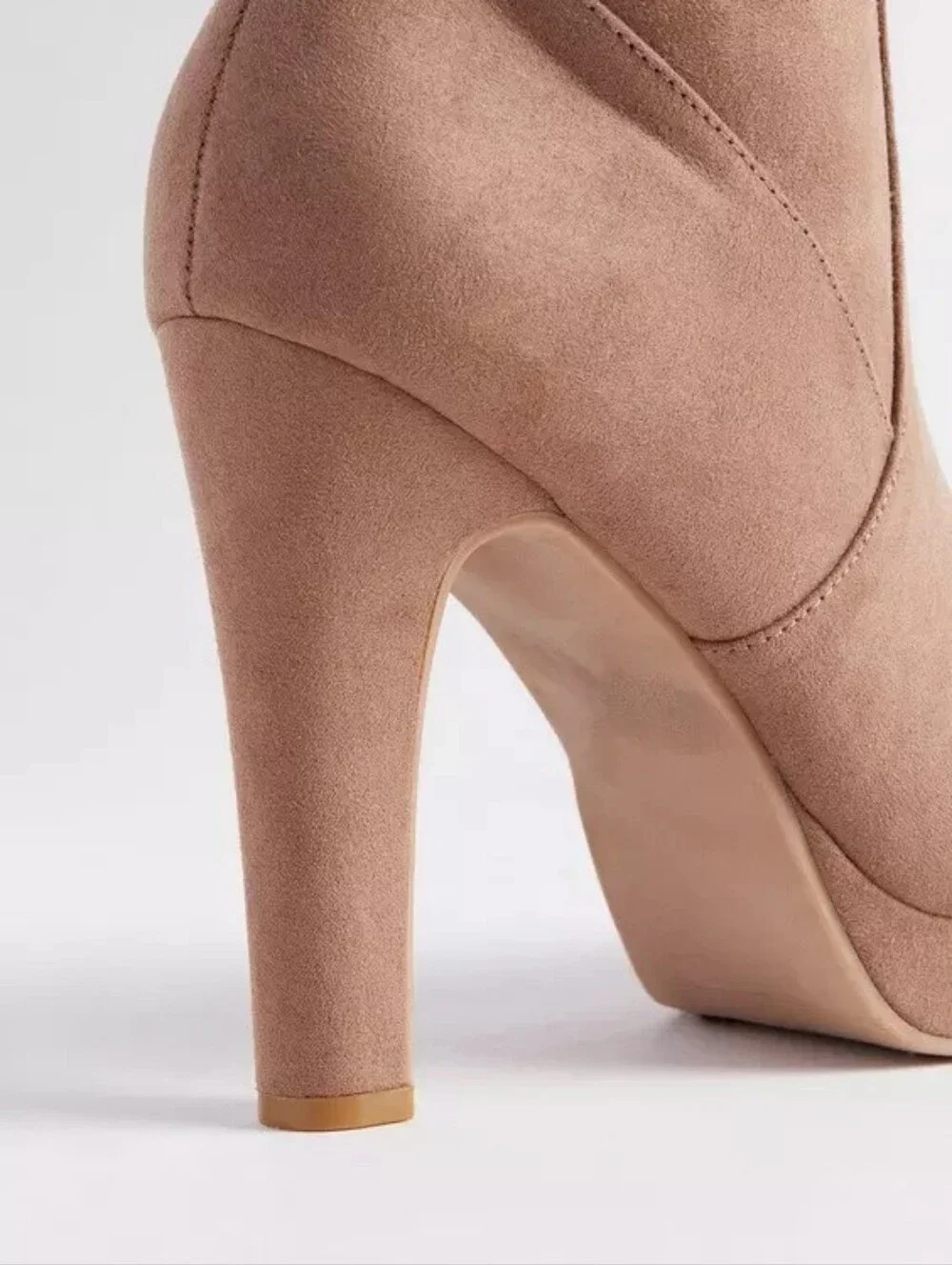 Women's EXTRA WIDE CALF Plus Size Over The Knee Lace-Up Platform Boots Tan Suede